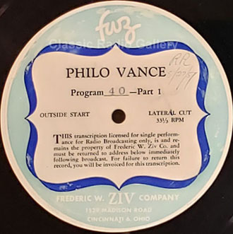 Philo Vance radio show transcription